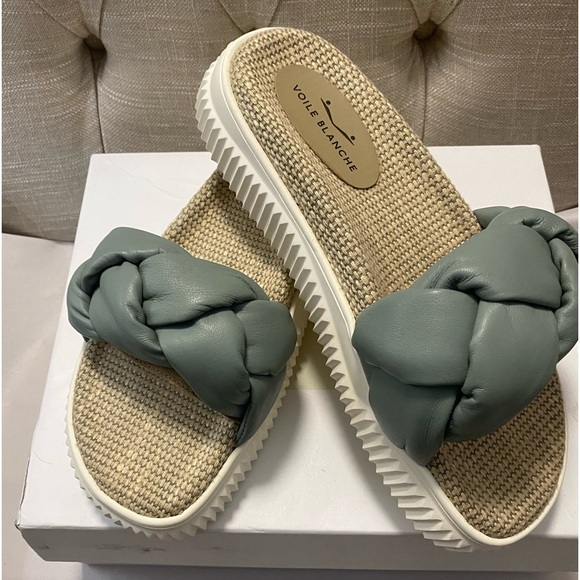 Lalisa Brynn Slide Sandal White Silver | The Shoe Spa VOILE BLANCHE Lisa 03 Leather Slide Sandals- NEW, never worn , size 39M (US 8.5)